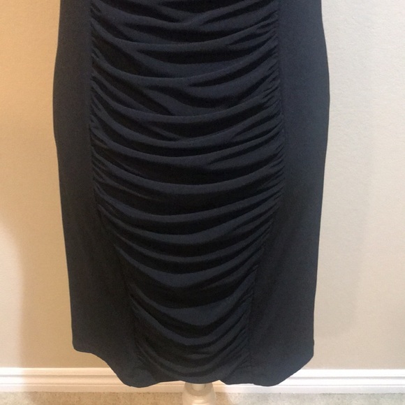 Calvin Klein Black Draped Pleats Front and Back Sheath Dress - No Size Tag - Picture 7 of 14